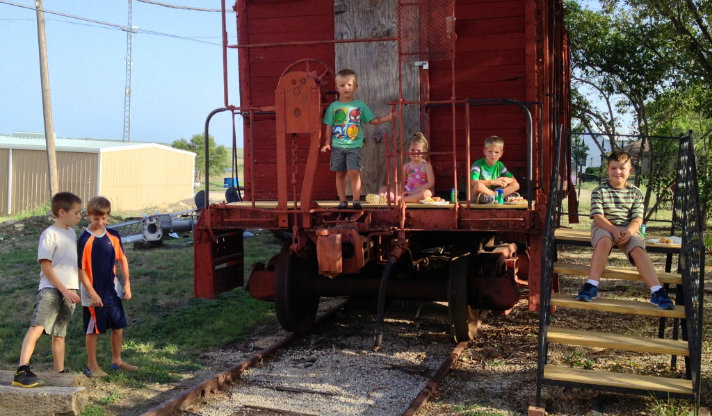 With its recently repaired steps and platform, the caboose was a kid magnet!