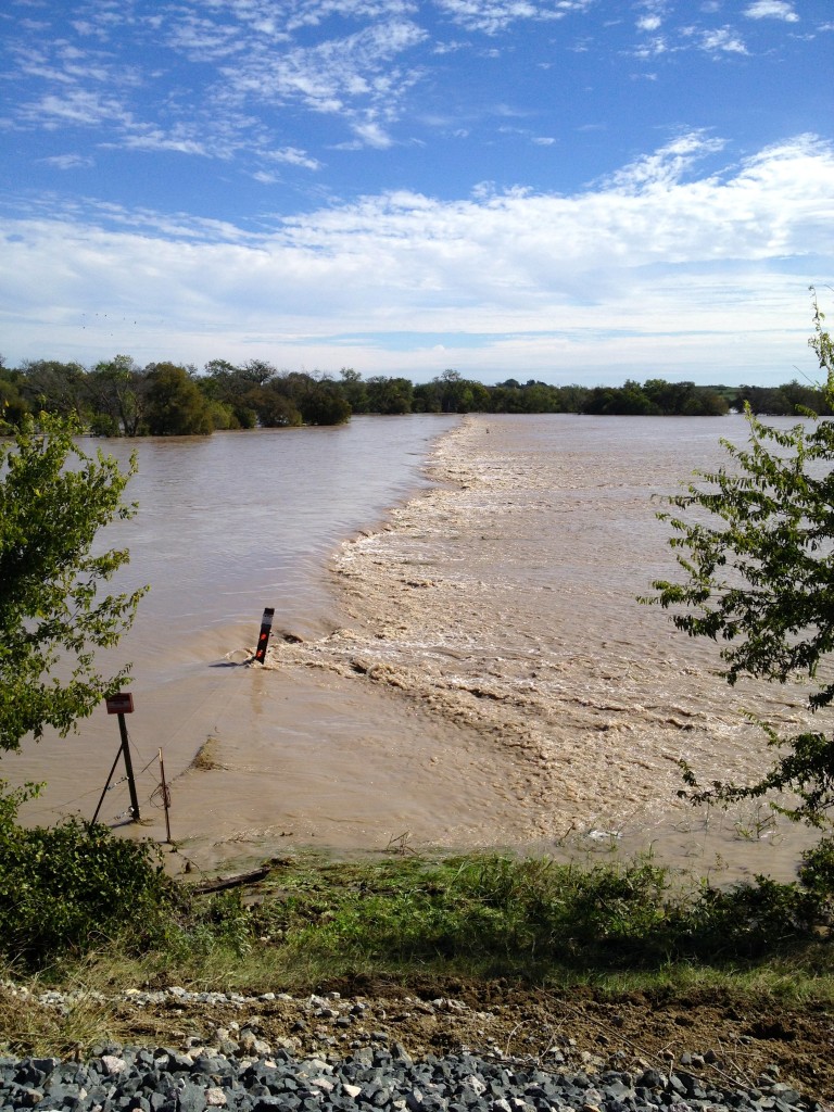 Brushy Creek goes way over it banks, just north of Coupland, on October 31, 2013.