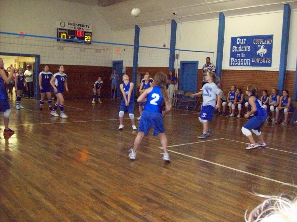 Coupland Cowgirls volleyball team in action during a previous season.