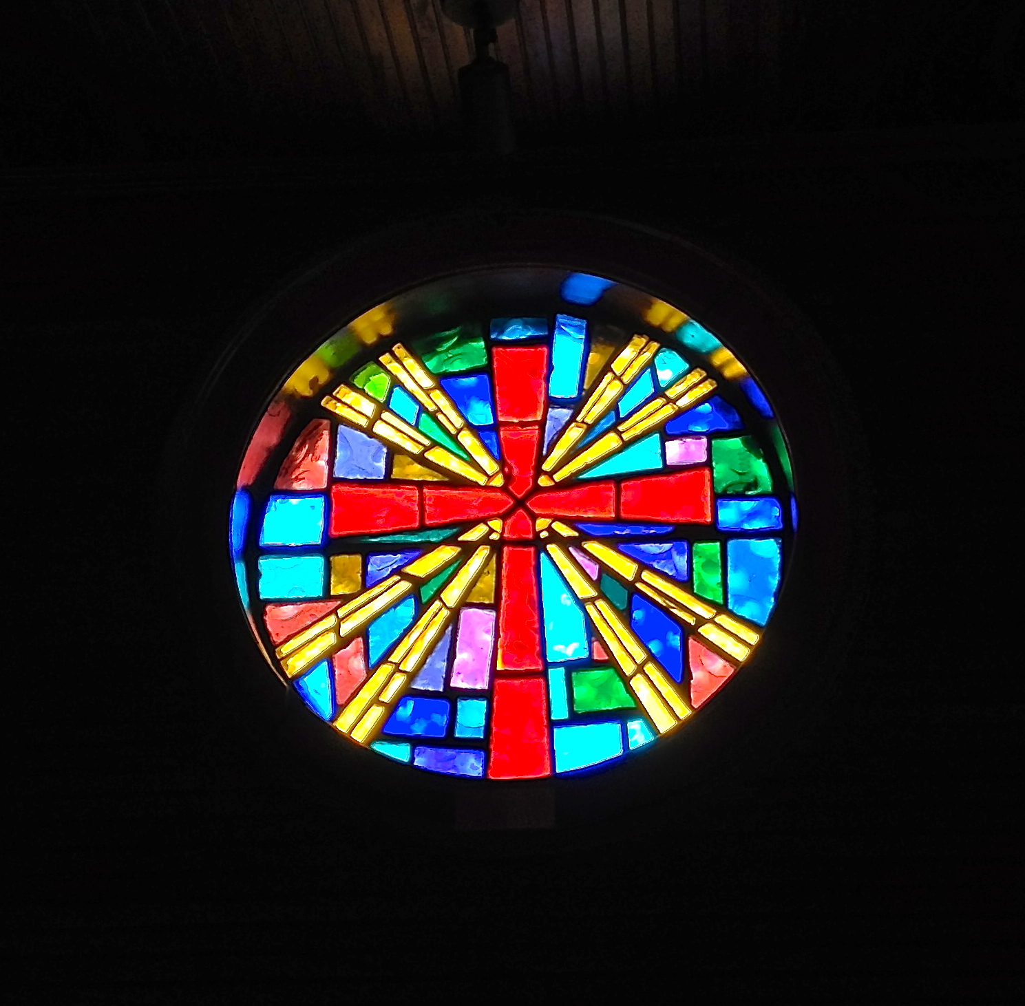 Some of the beautiful stained glass artwork in the sanctuary.