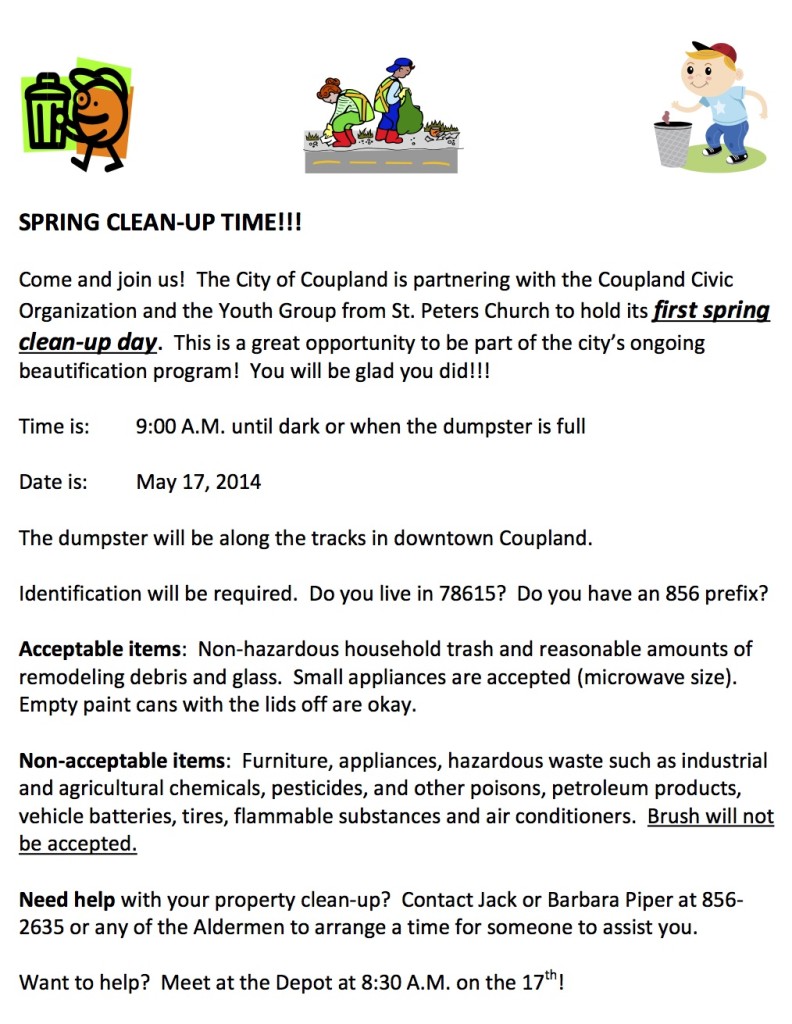 City of Coupland Clean Up Day 051714